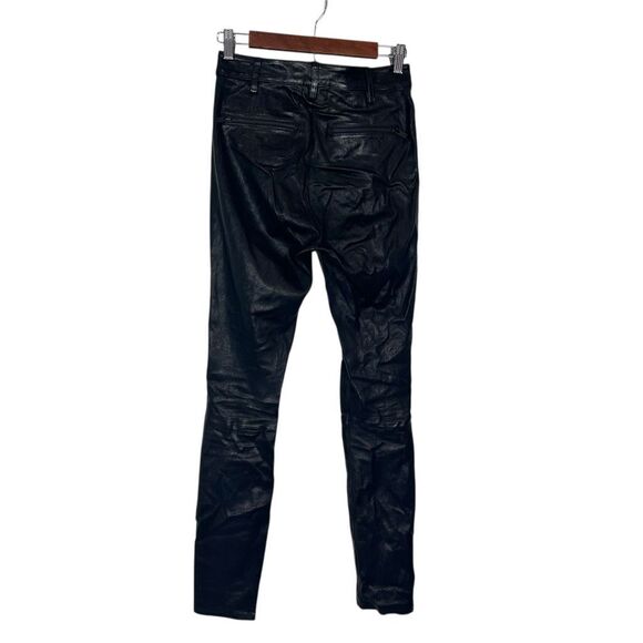 J Brand Jeans Womens 26 Black Dyed Stretch Lamb Leather Skinny High Rise Pants - Picture 3 of 16